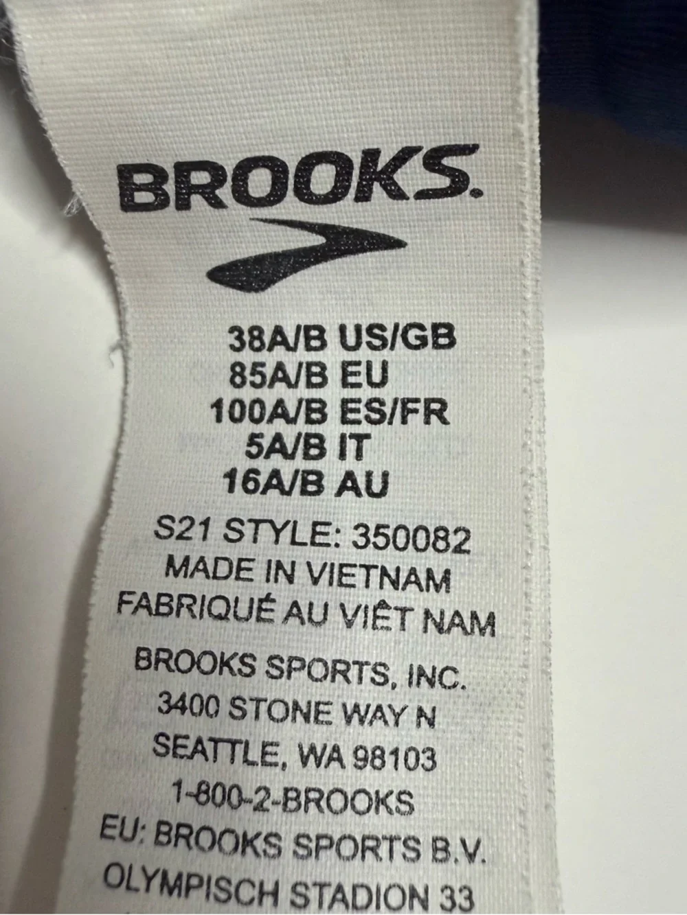Brooks Navy Blue Strappy Comfort Sports Bralette‎ - 32 A/B Women Intimates